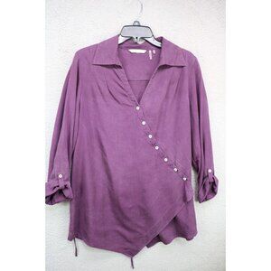 Soft Surroundings Purple Long Roll Tabbed Wrap Top-Size Medium